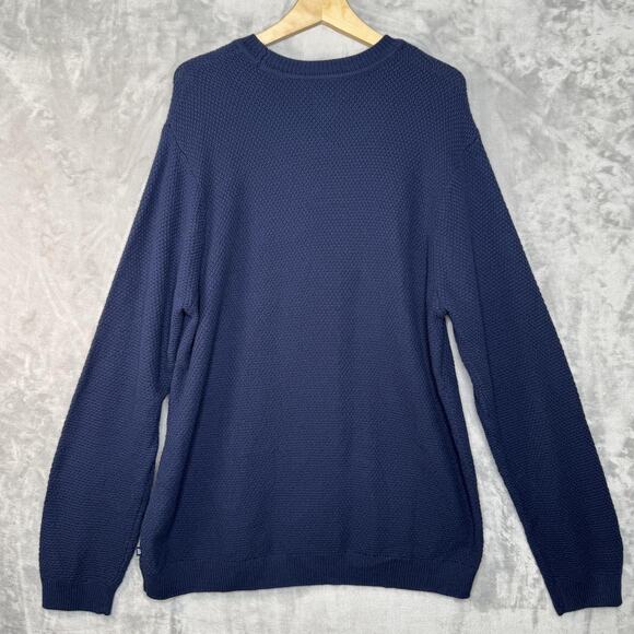 GAP Sweater Mens Extra Large Navy Blue Textured Knit Crewneck Pullover Casual - Picture 2 of 9